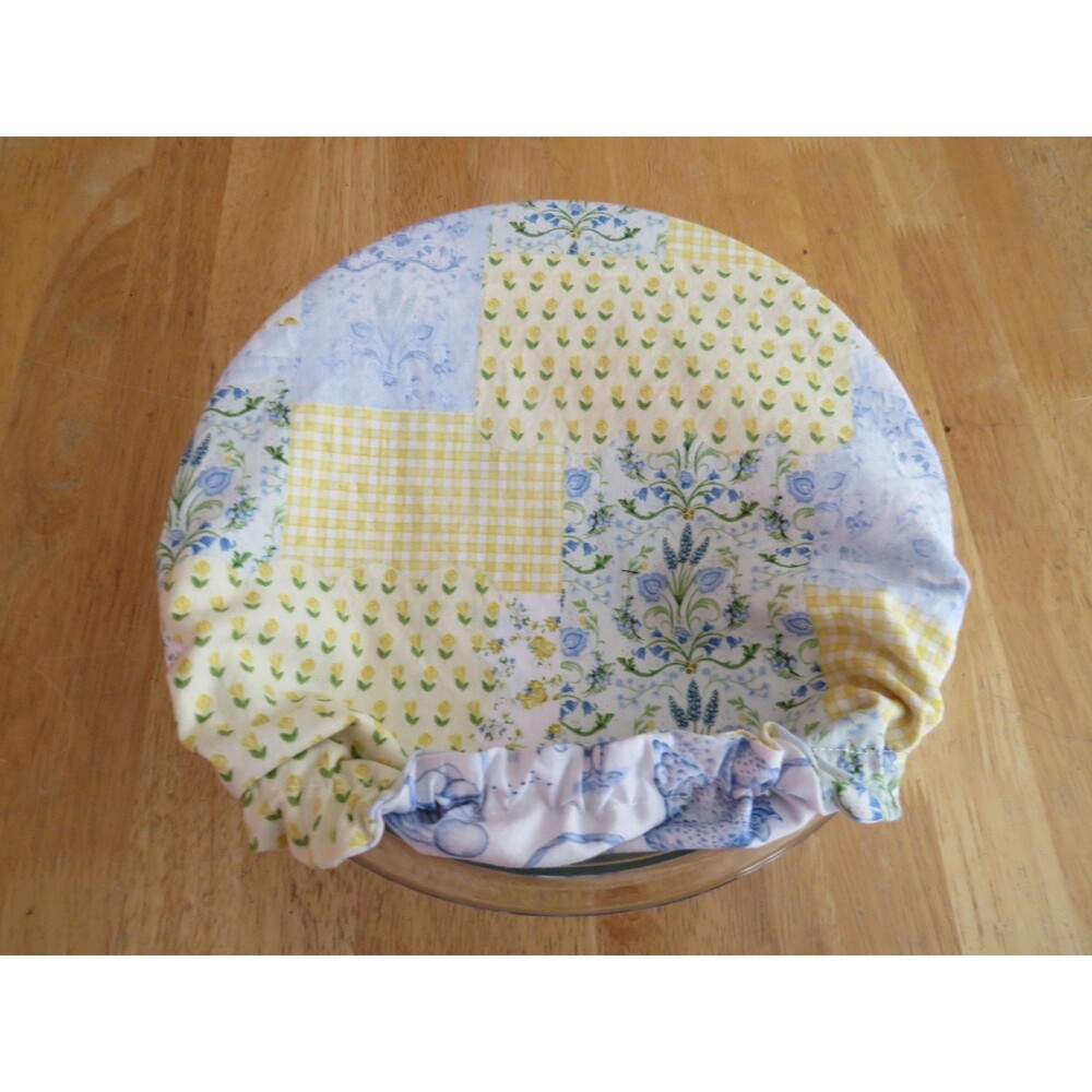 Kitchenaid Bowl Cover Reversible Yellow and Blue Floral with Chickens